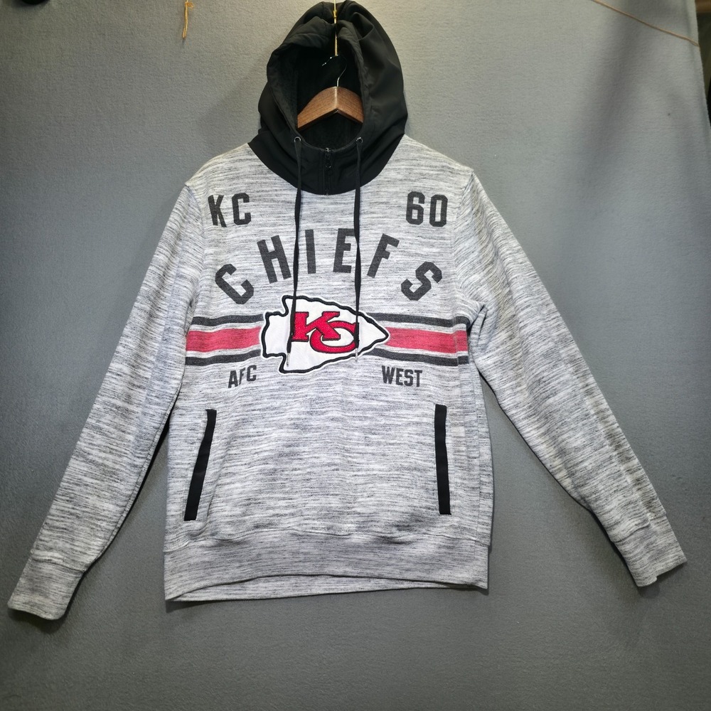 NFL Team Apparel Kansas City‎ Chiefs Men's Gray with Black Hoodie Size Medium